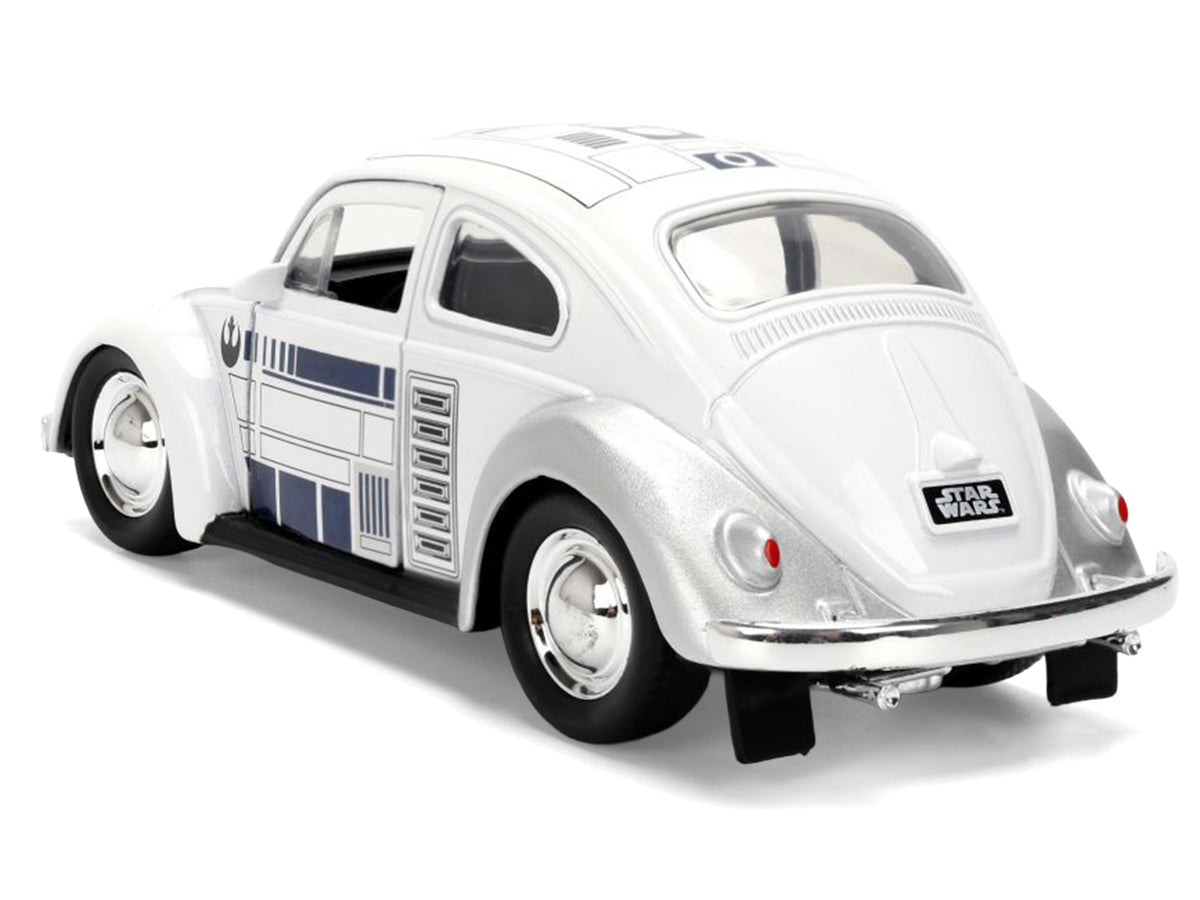 1959 Volkswagen Beetle "R2-D2" Livery White with Graphics "Star Wars" Franchise "Hollywood Rides" Series 1/32 Diecast Model Car