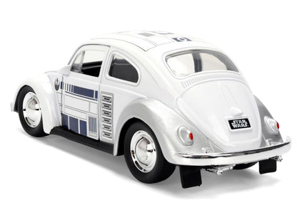 1959 Volkswagen Beetle "R2-D2" Livery White with Graphics "Star Wars" Franchise "Hollywood Rides" Series 1/32 Diecast Model Car