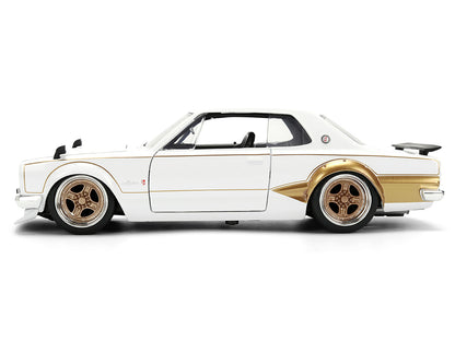 1971 Nissan Skyline 2000GT-R RHD (Right Hand Drive) White with Gold Graphics "JDM Tuners" Series 1/24 Diecast Model Car