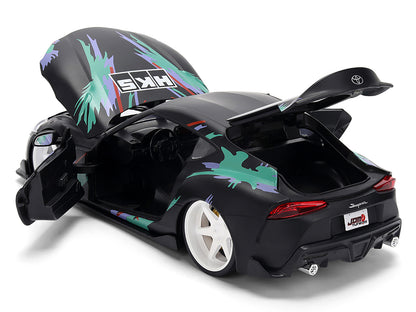 2020 Toyota GR Supra "HKS" Matt Black with Graphics "JDM Tuners" Series 1/24 Diecast Model Car