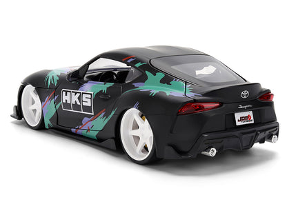 2020 Toyota GR Supra "HKS" Matt Black with Graphics "JDM Tuners" Series 1/24 Diecast Model Car
