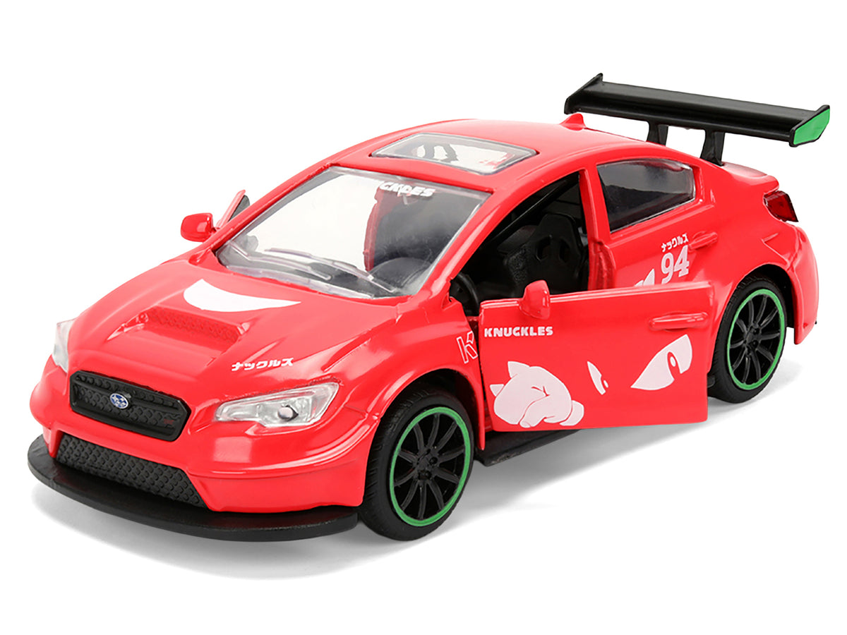 2016 Subaru WRX STI Red with "Knuckles" Graphics "Sonic the Hedgehog" (1991) Video Game "Hollywood Rides" Series 1/32 Diecast Model Car