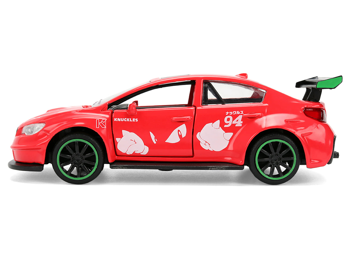 2016 Subaru WRX STI Red with "Knuckles" Graphics "Sonic the Hedgehog" (1991) Video Game "Hollywood Rides" Series 1/32 Diecast Model Car