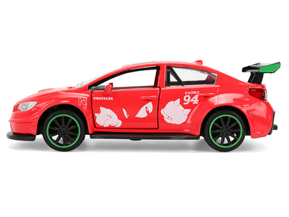 2016 Subaru WRX STI Red with "Knuckles" Graphics "Sonic the Hedgehog" (1991) Video Game "Hollywood Rides" Series 1/32 Diecast Model Car