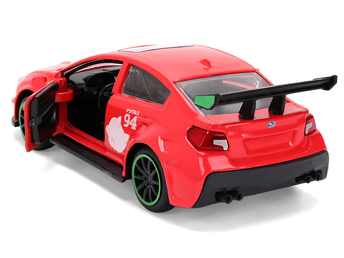 2016 Subaru WRX STI Red with "Knuckles" Graphics "Sonic the Hedgehog" (1991) Video Game "Hollywood Rides" Series 1/32 Diecast Model Car