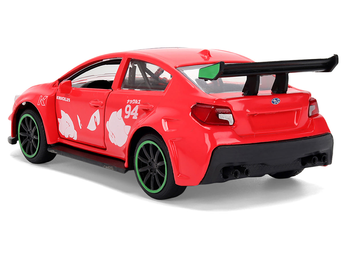 2016 Subaru WRX STI Red with "Knuckles" Graphics "Sonic the Hedgehog" (1991) Video Game "Hollywood Rides" Series 1/32 Diecast Model Car