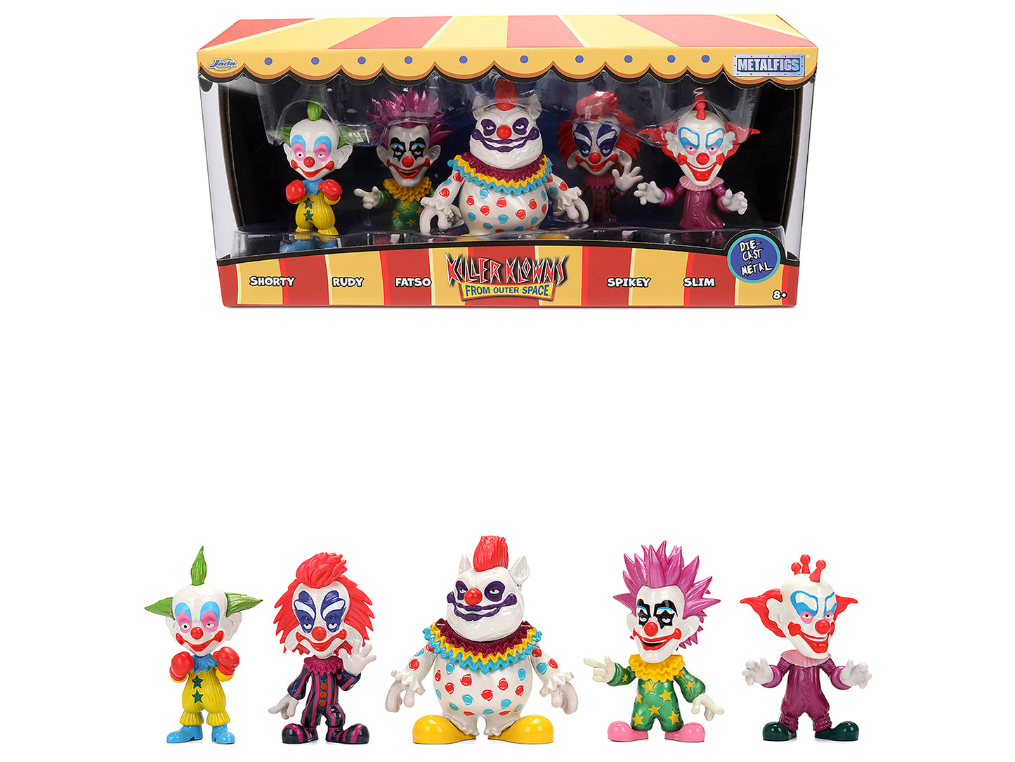 Set of 5 Diecast Figures "Killer Klowns from Outer Space" (1988) Movie "Metalfigs" Series Diecast Models