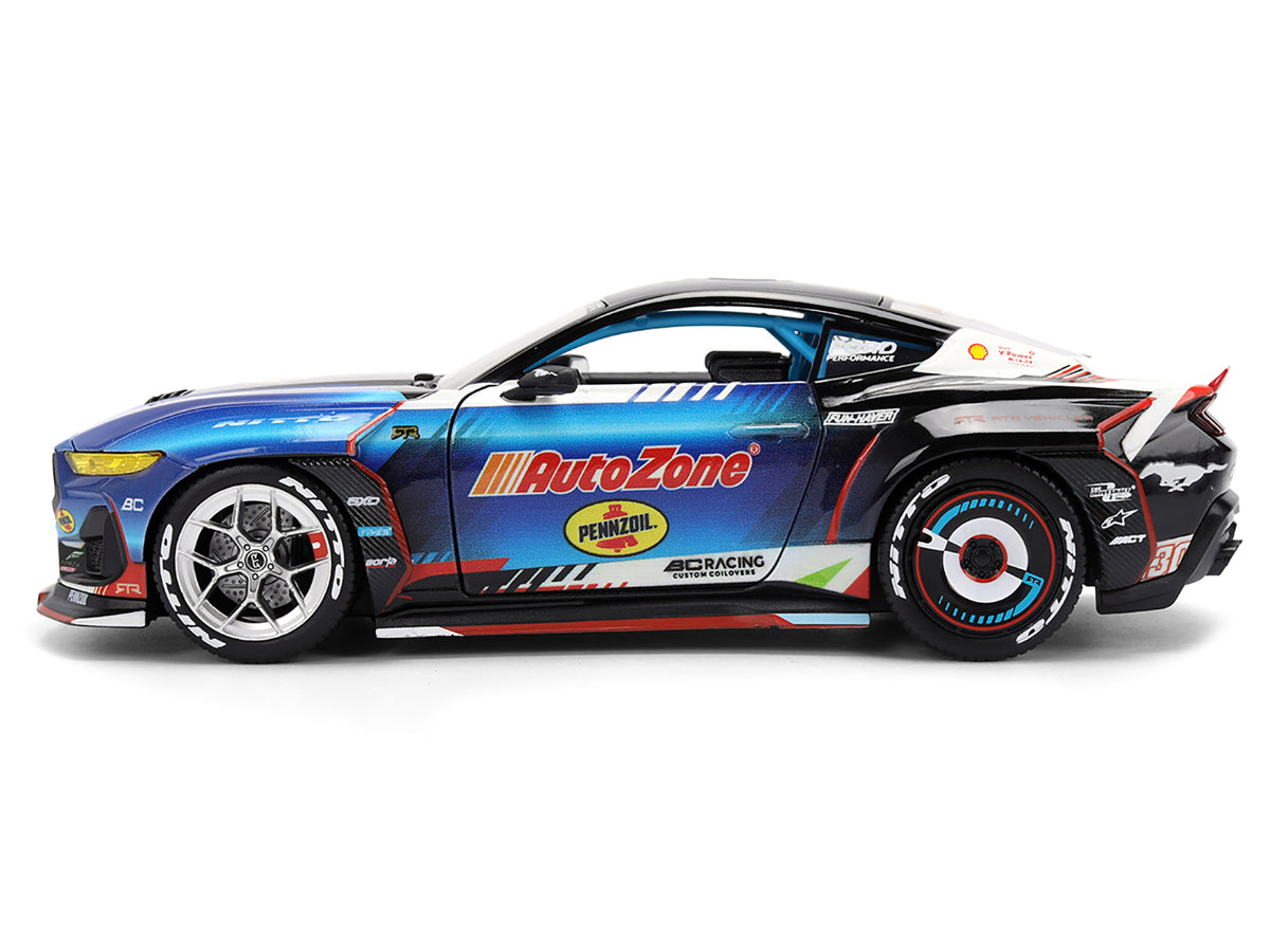 Ford Mustang RTR #130 James Deane "AutoZone" "Formula Drift PRO Championship" (2025) with Lights "RTR Vehicles" Series 1/24 Diecast Model Car