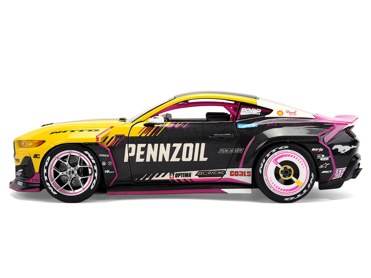 Ford Mustang RTR #213 Ben Hobson "Pennzoil" "Formula Drift PRO Championship" (2025) with Lights "RTR Vehicles" Series 1/24 Diecast Model Car