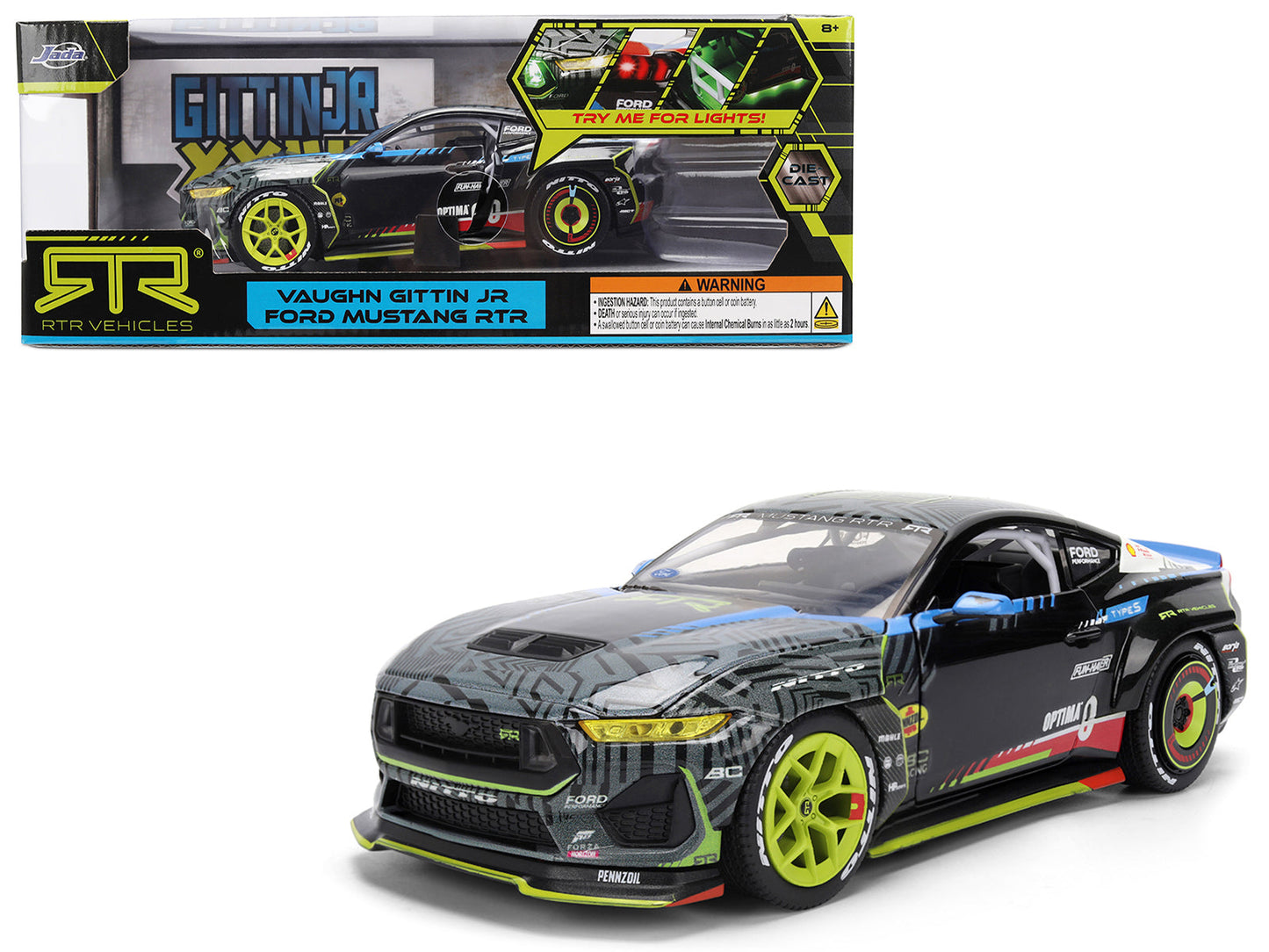 Ford Mustang RTR #25 Vaughn Gittin Jr. "Formula Drift PRO Championship" (2025) with Lights "RTR Vehicles" Series 1/24 Diecast Model Car