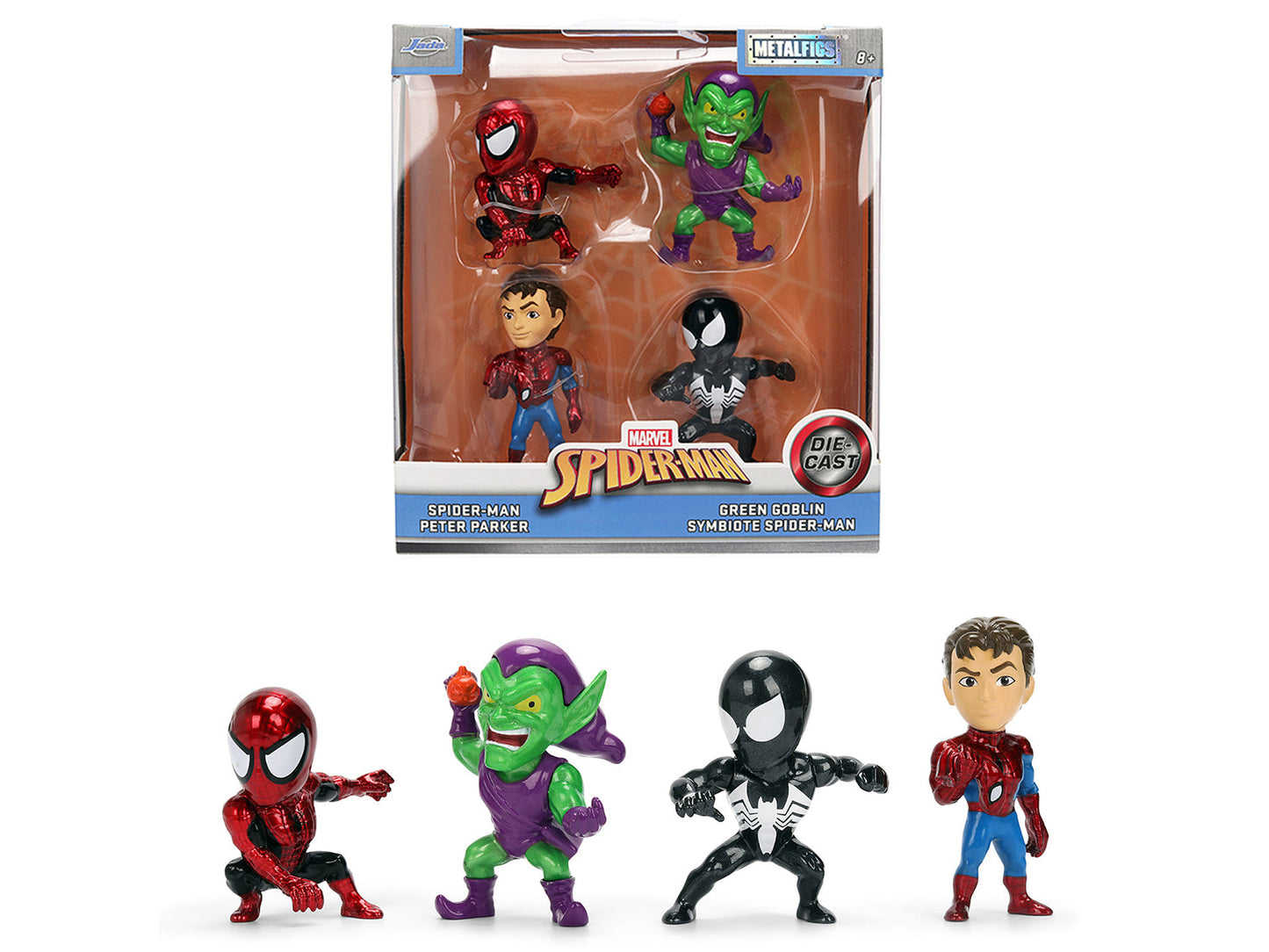 Set of 4 Diecast Figures "Spider-Man" Wave 3 "Metalfigs" Series Diecast Models