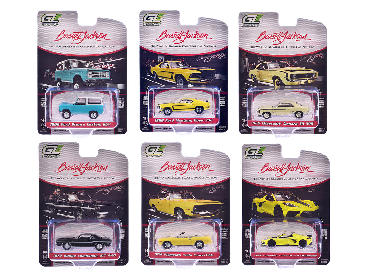 "Barrett-Jackson" Series 15 Set of 6 Cars 1/64 Diecast Model Cars