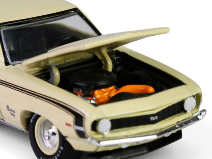 1969 Chevrolet Camaro SS 396 Butternut Yellow with Black Stripes "Barrett-Jackson" Series 15 1/64 Diecast Model Car