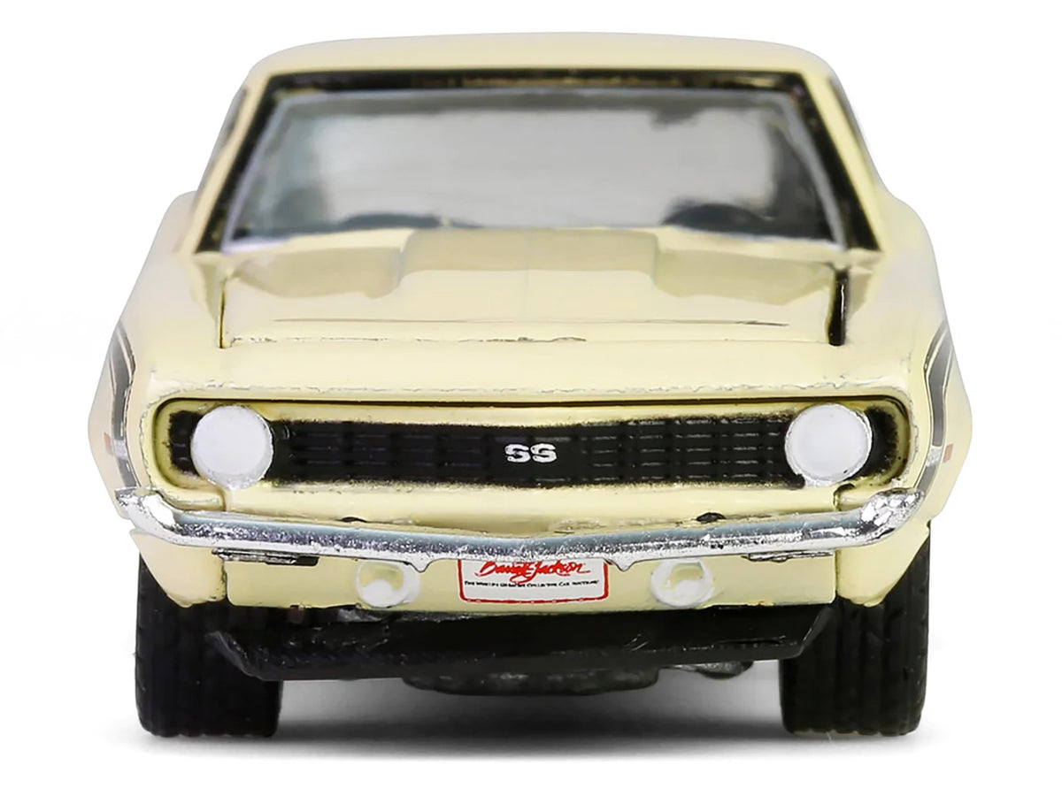 1969 Chevrolet Camaro SS 396 Butternut Yellow with Black Stripes "Barrett-Jackson" Series 15 1/64 Diecast Model Car