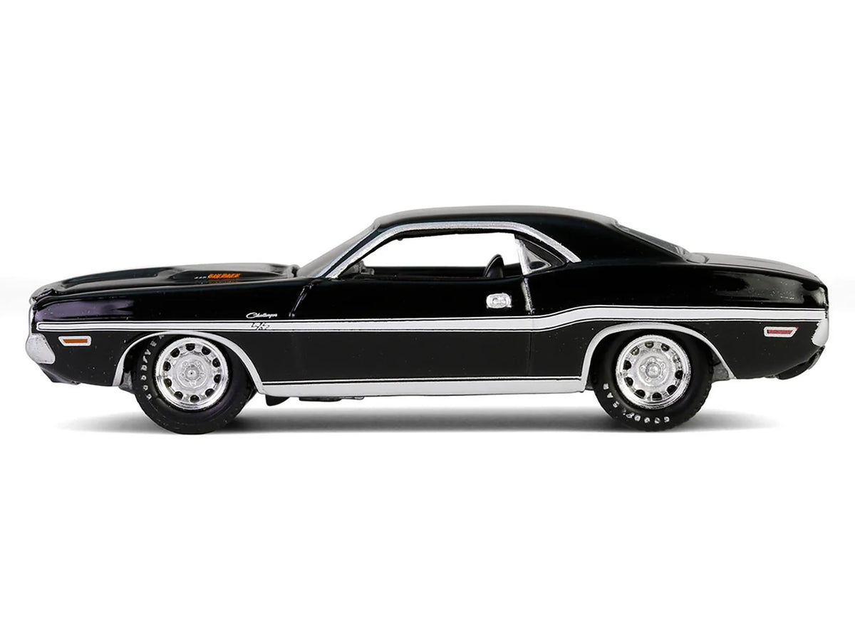 1970 Dodge Challenger R/T 440 Black with White Stripes "Barrett-Jackson" Series 15 1/64 Diecast Model Car