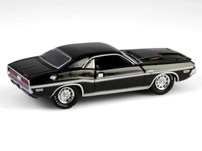 1970 Dodge Challenger R/T 440 Black with White Stripes "Barrett-Jackson" Series 15 1/64 Diecast Model Car