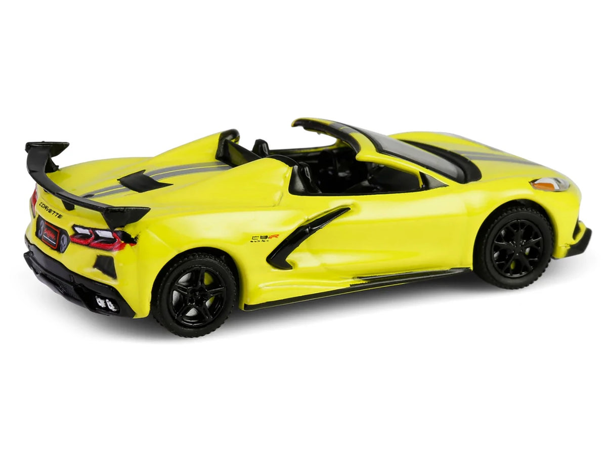 2022 Chevrolet Corvette C8.R Convertible Yellow with Silver Stripes "Barrett-Jackson" Series 15 1/64 Diecast Model Car