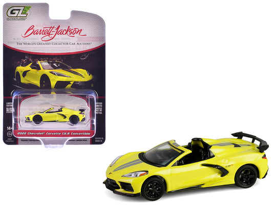 2022 Chevrolet Corvette C8.R Convertible Yellow with Silver Stripes "Barrett-Jackson" Series 15 1/64 Diecast Model Car