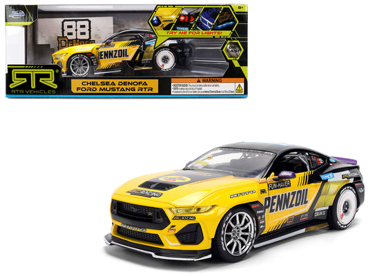 Ford Mustang RTR #88 Chelsea Denofa "Pennzoil" "Formula Drift PRO Championship" (2025) with Lights "RTR Vehicles" Series 1/24 Diecast Model Car