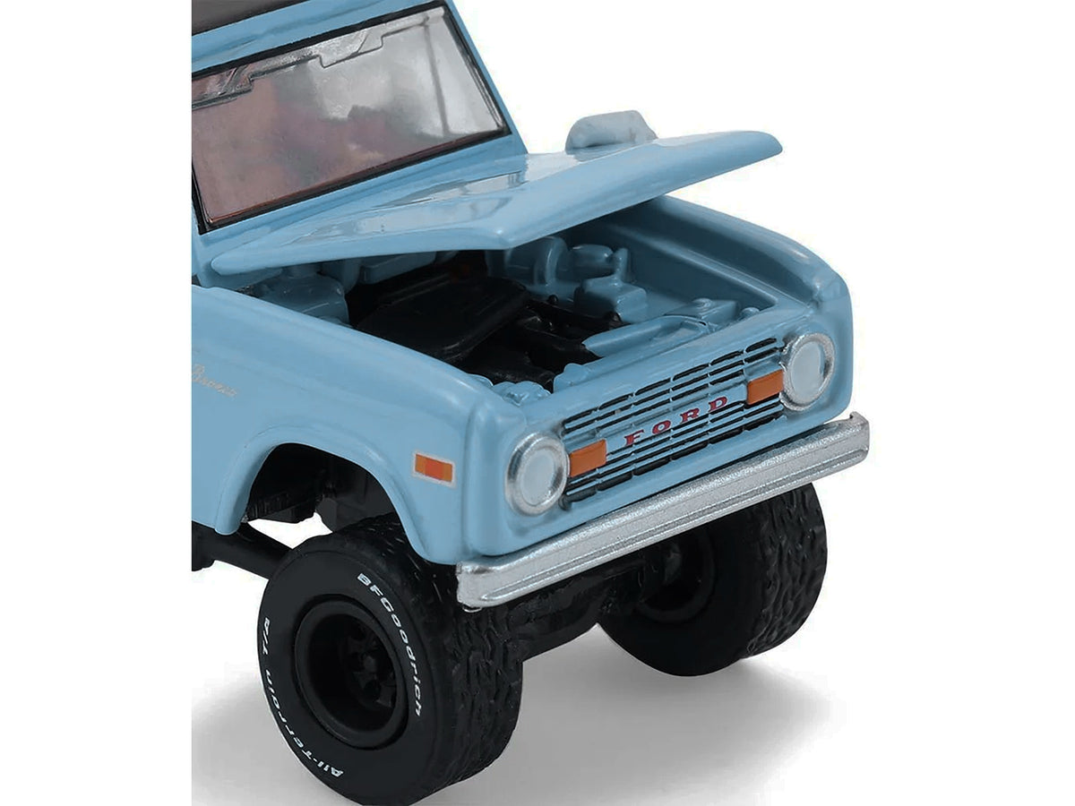 1972 Ford Bronco Custom SUV Light Blue with Black Top "Barrett-Jackson" Series 16 1/64 Diecast Model Car