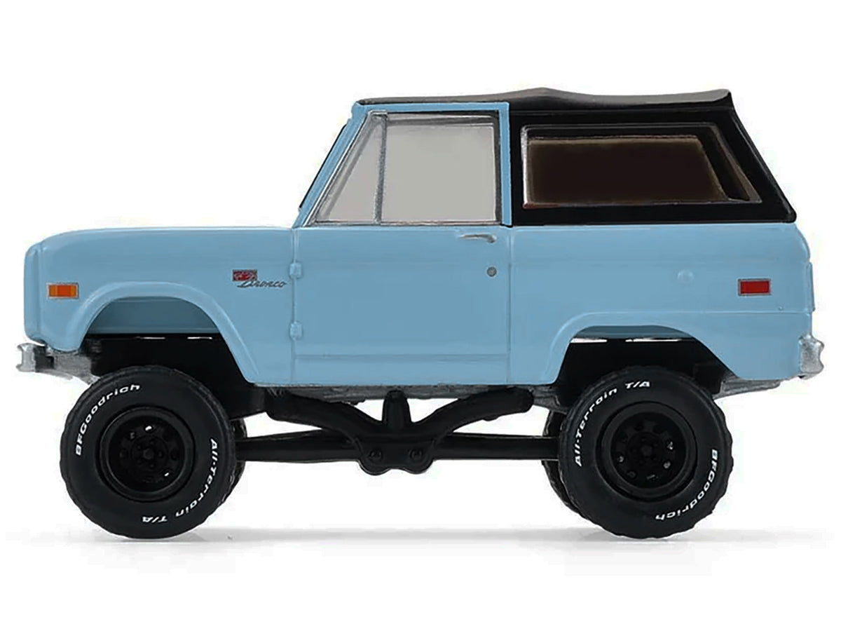 1972 Ford Bronco Custom SUV Light Blue with Black Top "Barrett-Jackson" Series 16 1/64 Diecast Model Car