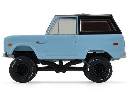 1972 Ford Bronco Custom SUV Light Blue with Black Top "Barrett-Jackson" Series 16 1/64 Diecast Model Car