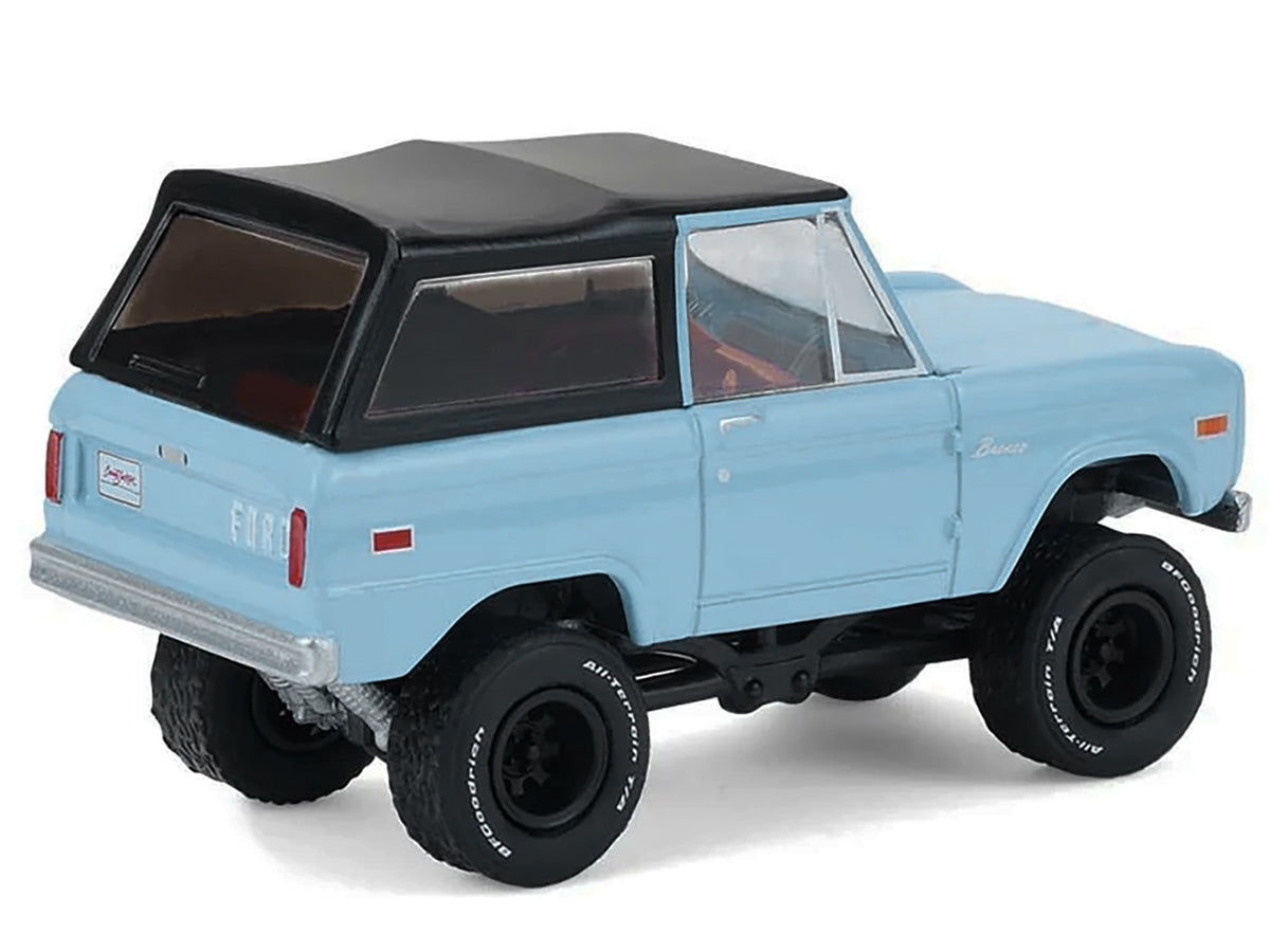 1972 Ford Bronco Custom SUV Light Blue with Black Top "Barrett-Jackson" Series 16 1/64 Diecast Model Car