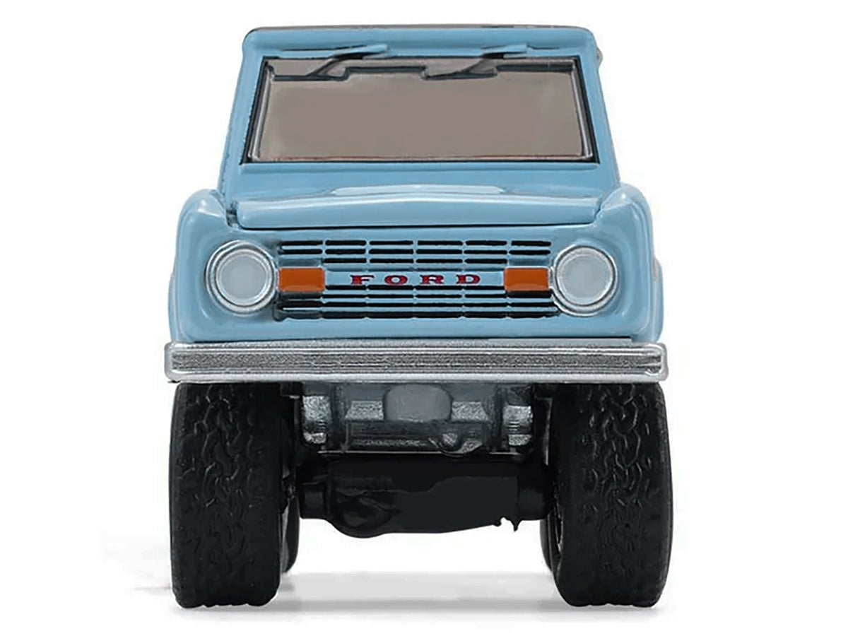 1972 Ford Bronco Custom SUV Light Blue with Black Top "Barrett-Jackson" Series 16 1/64 Diecast Model Car
