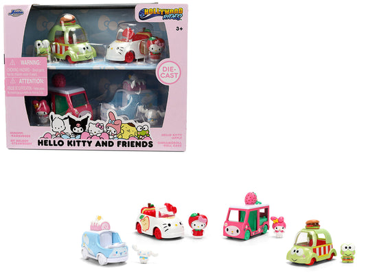 "Hello Kitty and Friends" Set of 4 Diecast Figures and Cars "Hollywood Rides" Series Diecast models