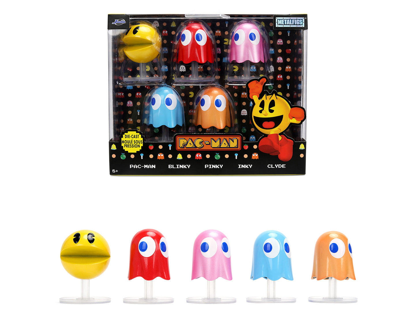 Set of 5 Diecast Figures "Pac-Man" (1980) Video Game "Metalfigs" Series Diecast Models
