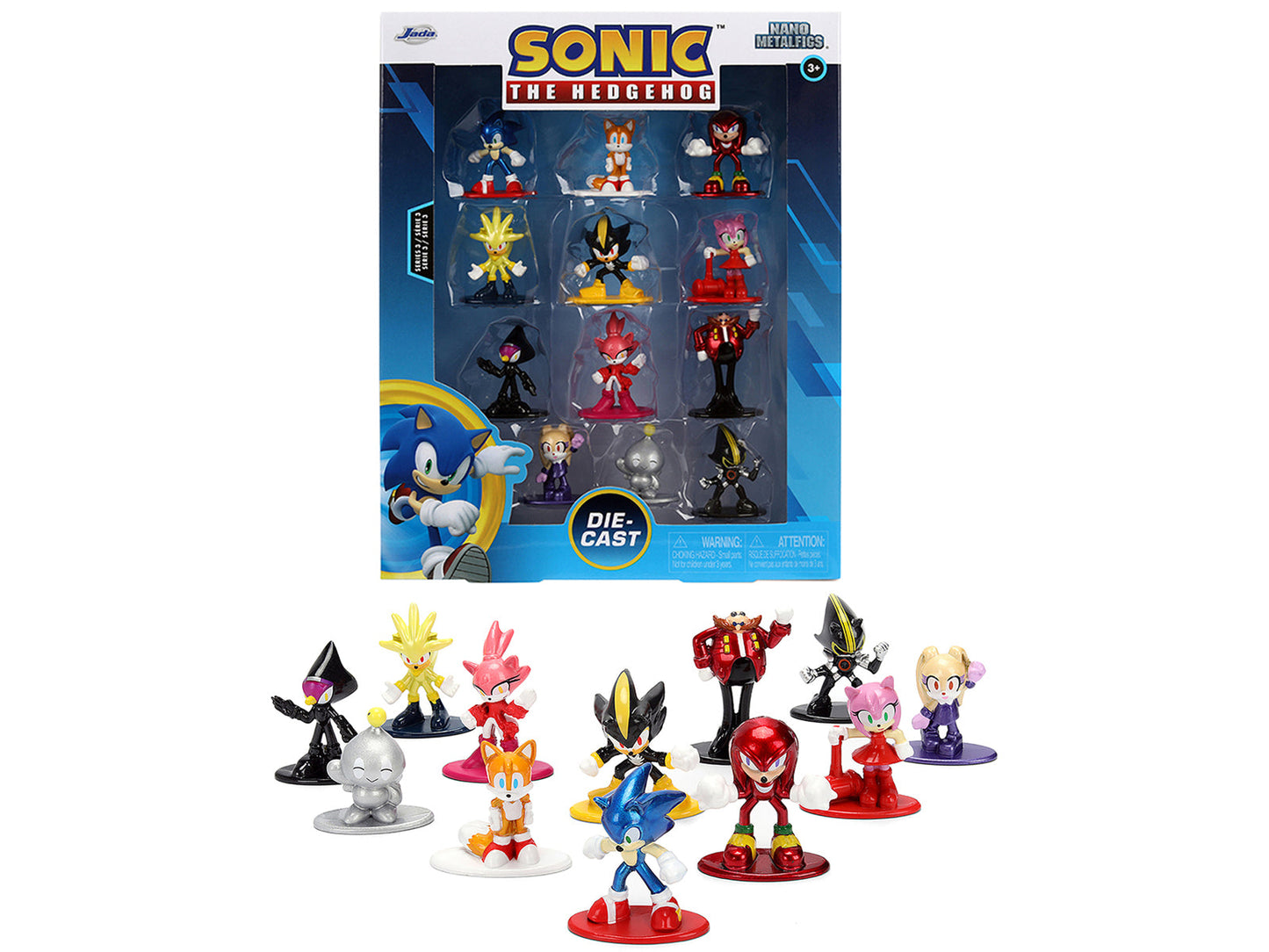 Set of 12 Diecast Figures "Sonic The Hedgehog" Video Games "Nano Metalfigs" Series Diecast Models