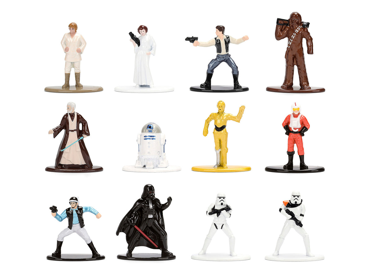 Set of 12 Diecast Figures "Star Wars" Movie Franchise "Nano Metalfigs" Series Diecast Models