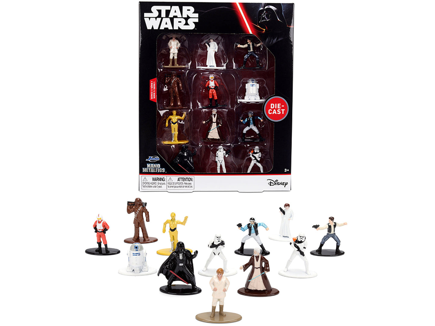 Set of 12 Diecast Figures "Star Wars" Movie Franchise "Nano Metalfigs" Series Diecast Models