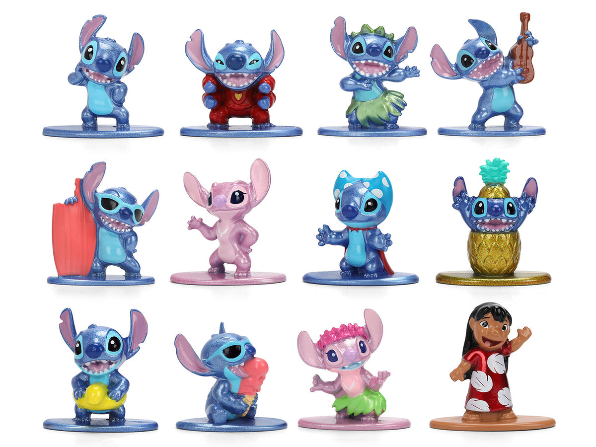 Set of 12 Diecast Figures "Disney's Stitch" Franchise "Nano Metalfigs" Series Diecast models