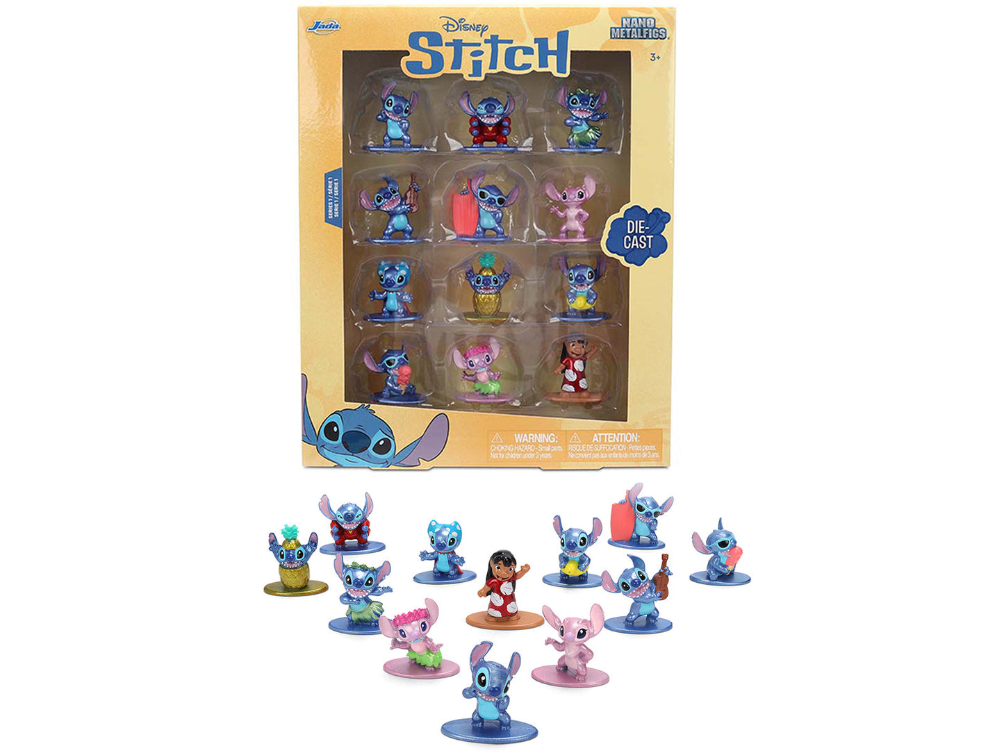 Set of 12 Diecast Figures "Disney's Stitch" Franchise "Nano Metalfigs" Series Diecast models