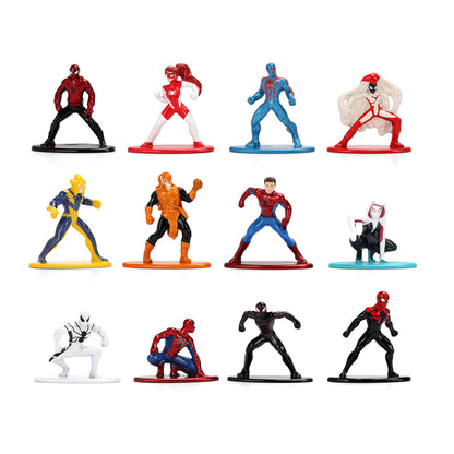 Set of 12 Diecast Figures "Spider-Man" Franchise "Nano Metalfigs" Series Diecast Models
