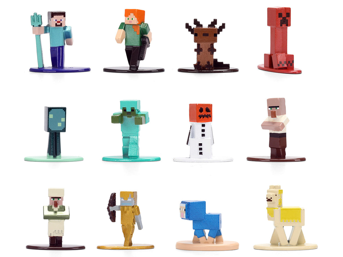 Set of 12 Diecast Figures "Minecraft" Video Game "Nano Metalfigs" Series Diecast Models