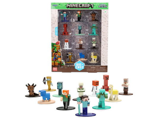 Set of 12 Diecast Figures "Minecraft" Video Game "Nano Metalfigs" Series Diecast Models