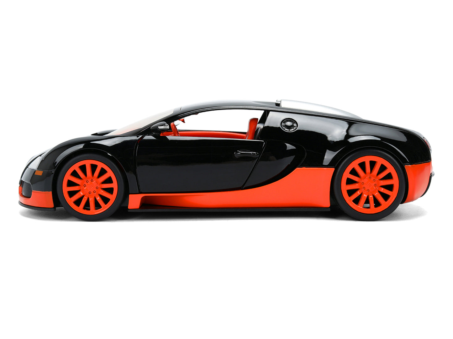 2011 Bugatti Veyron Black with Orange Accents and Orange Interior "Hyper-Spec" Series 1/24 Diecast Model Car