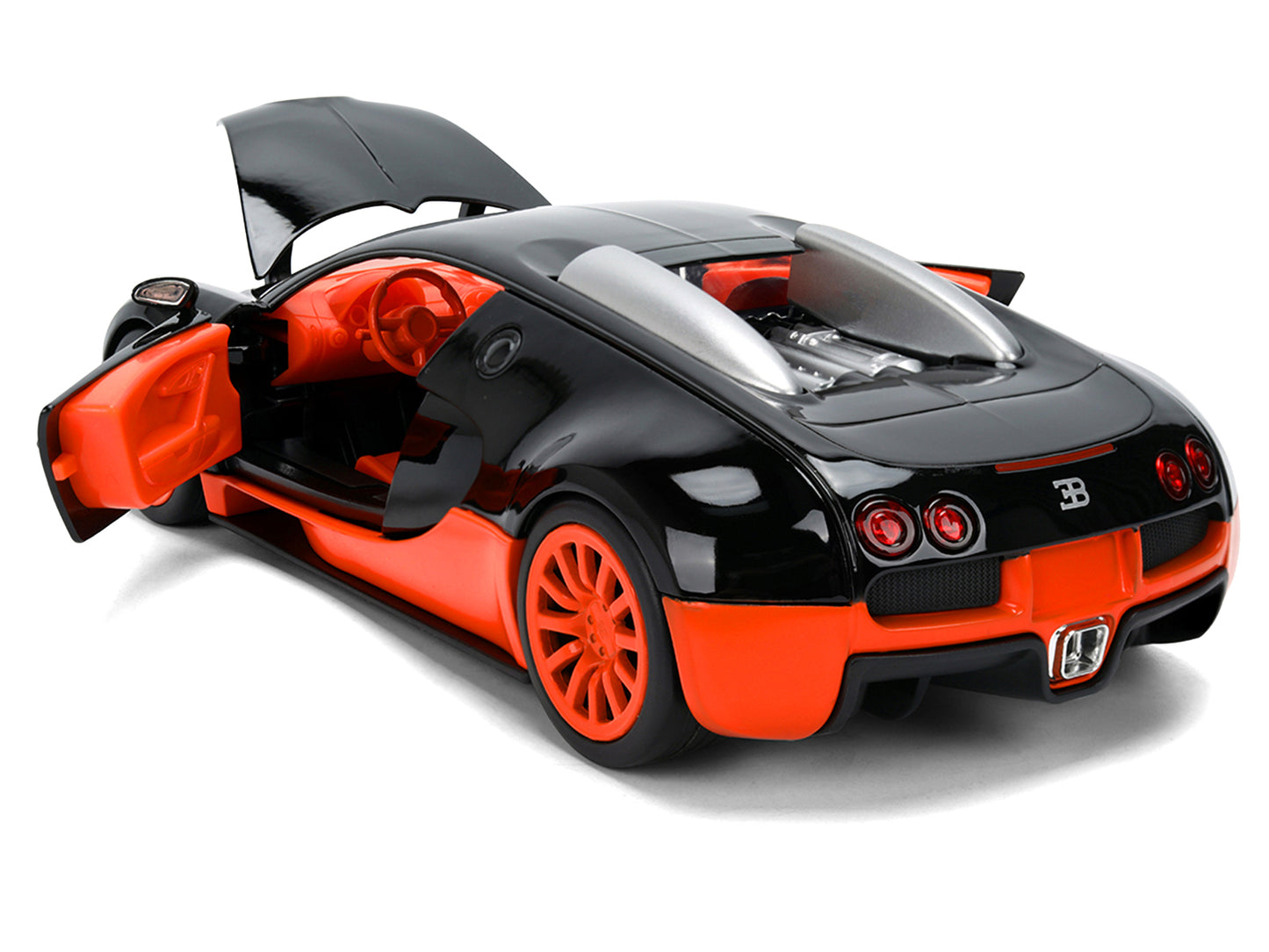 2011 Bugatti Veyron Black with Orange Accents and Orange Interior "Hyper-Spec" Series 1/24 Diecast Model Car