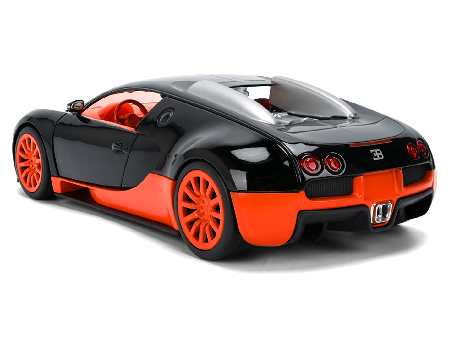 2011 Bugatti Veyron Black with Orange Accents and Orange Interior "Hyper-Spec" Series 1/24 Diecast Model Car