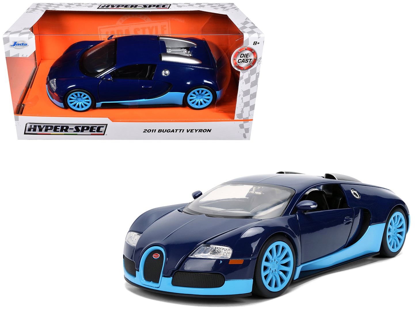 2011 Bugatti Veyron Dark Blue with Light Blue Accents "Hyper-Spec" Series 1/24 Diecast Model Car