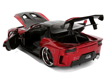 1995 Mazda RX-7 Widebody RHD (Right Hand Drive) "VeilSide" Black and Red Metallic "JDM Tuners" Series 1/24 Diecast Model Car