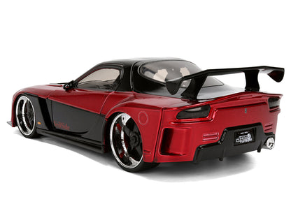 1995 Mazda RX-7 Widebody RHD (Right Hand Drive) "VeilSide" Black and Red Metallic "JDM Tuners" Series 1/24 Diecast Model Car