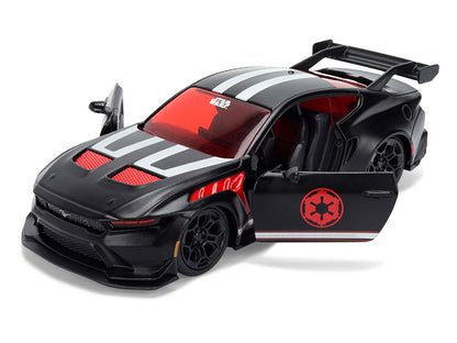 2025 Ford Mustang GTD "Darth Vader" Matt Black with Silver Stripes and Graphics "Star Wars" "Hollywood Rides" Series 1/32 Diecast Car Model