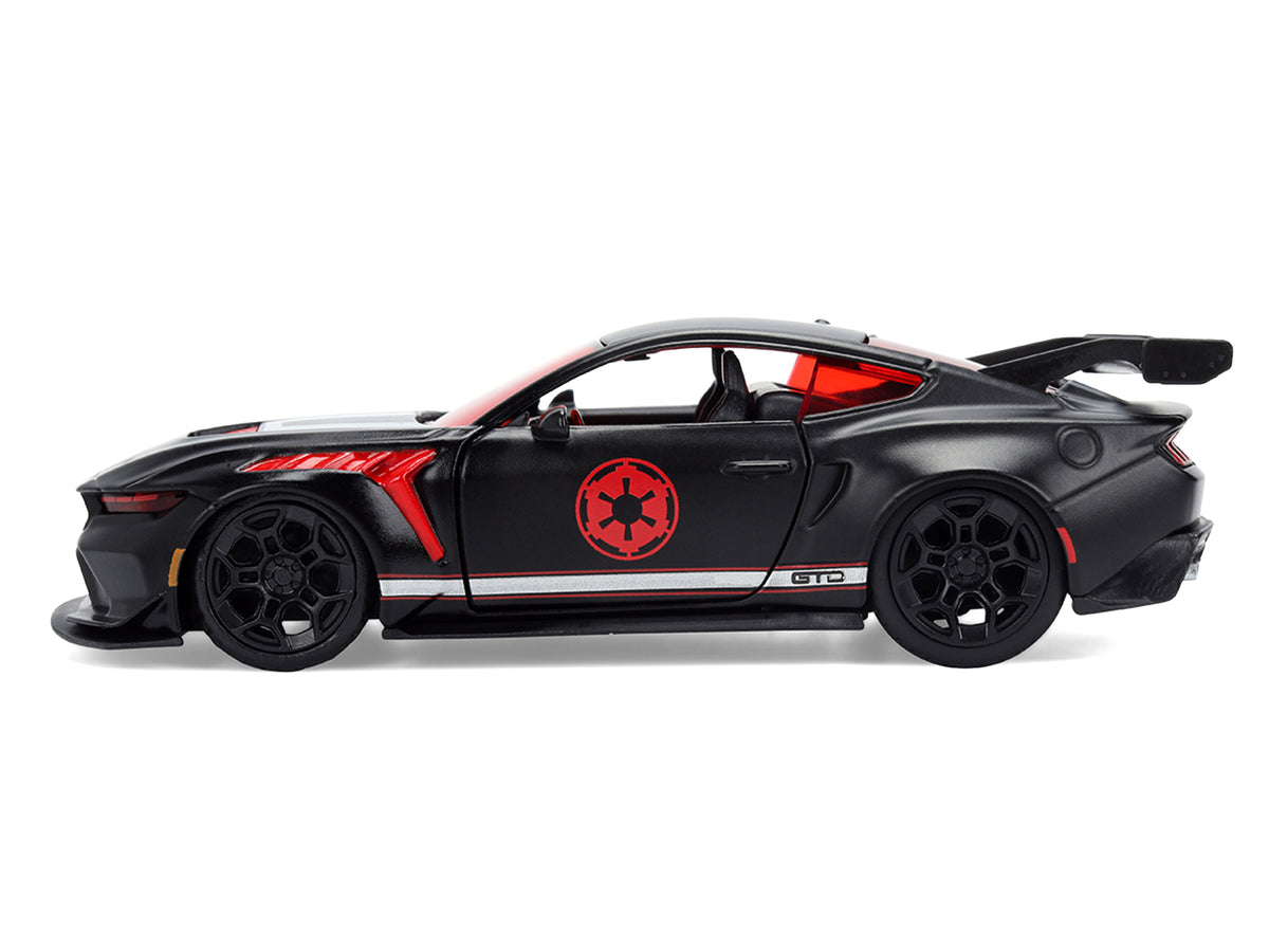 2025 Ford Mustang GTD "Darth Vader" Matt Black with Silver Stripes and Graphics "Star Wars" "Hollywood Rides" Series 1/32 Diecast Car Model