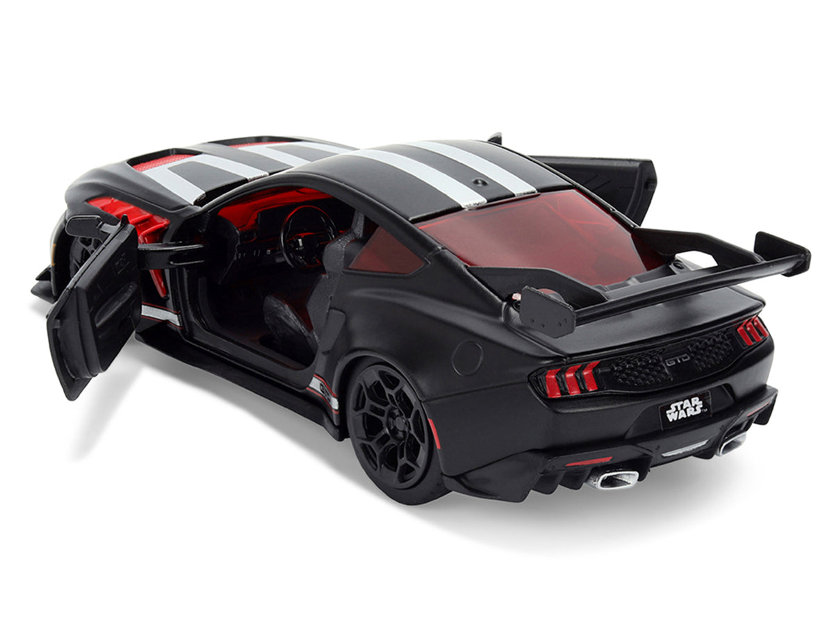 2025 Ford Mustang GTD "Darth Vader" Matt Black with Silver Stripes and Graphics "Star Wars" "Hollywood Rides" Series 1/32 Diecast Car Model