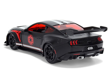 2025 Ford Mustang GTD "Darth Vader" Matt Black with Silver Stripes and Graphics "Star Wars" "Hollywood Rides" Series 1/32 Diecast Car Model