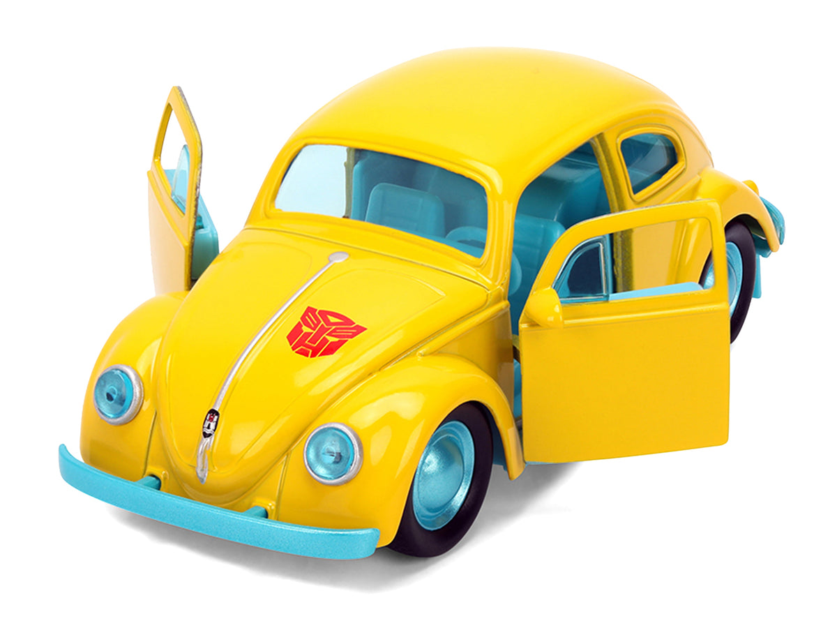Volkswagen Beetle "Bumblebee" Yellow with Blue Interior "Transformers - Energon Surge" "Hollywood Rides" Series 1/32 Diecast Car Model