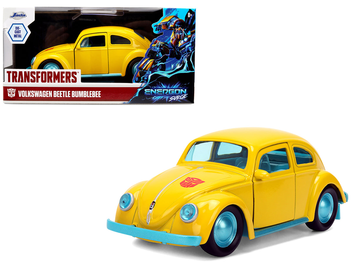 Volkswagen Beetle "Bumblebee" Yellow with Blue Interior "Transformers - Energon Surge" "Hollywood Rides" Series 1/32 Diecast Car Model